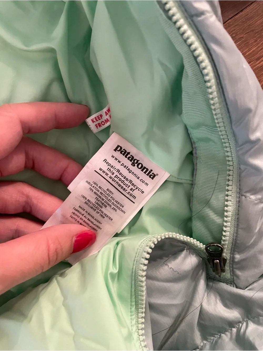 Patagonia hi-loft Light Blue Infant Insulated One-Piece Bunting